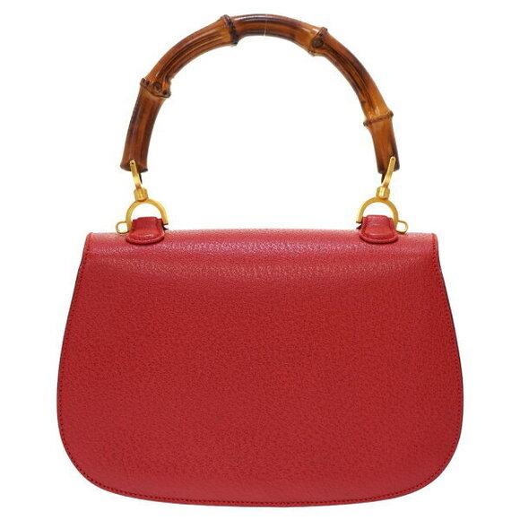 Gucci Bamboo Shoulder Handbag Red Leather Strap - Picture 3 of 8